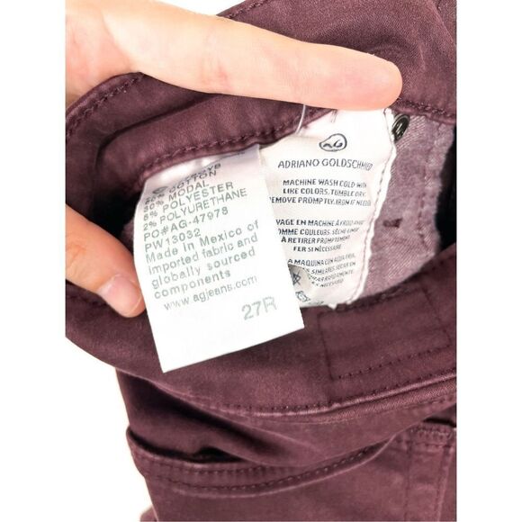 AG Adriano Goldschmied Farrah High Rise Skinny Ankle Jean in Burgundy Size 27 - Picture 12 of 14